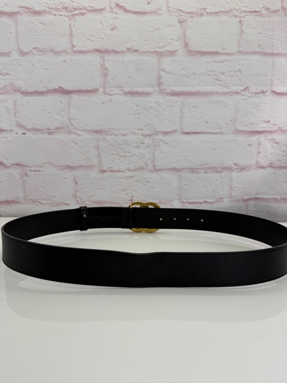 Gucci 2015 Re Edition Wide Leather Belt Gg Double Marmont Black 400593 100/40 - Picture 4 of 11